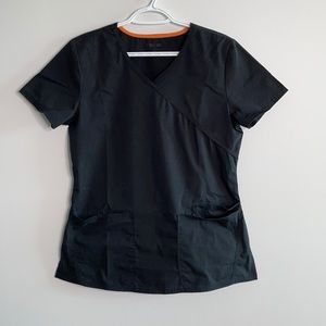 Scrubstar Stretch Mock Wrap Scrub Top - Black